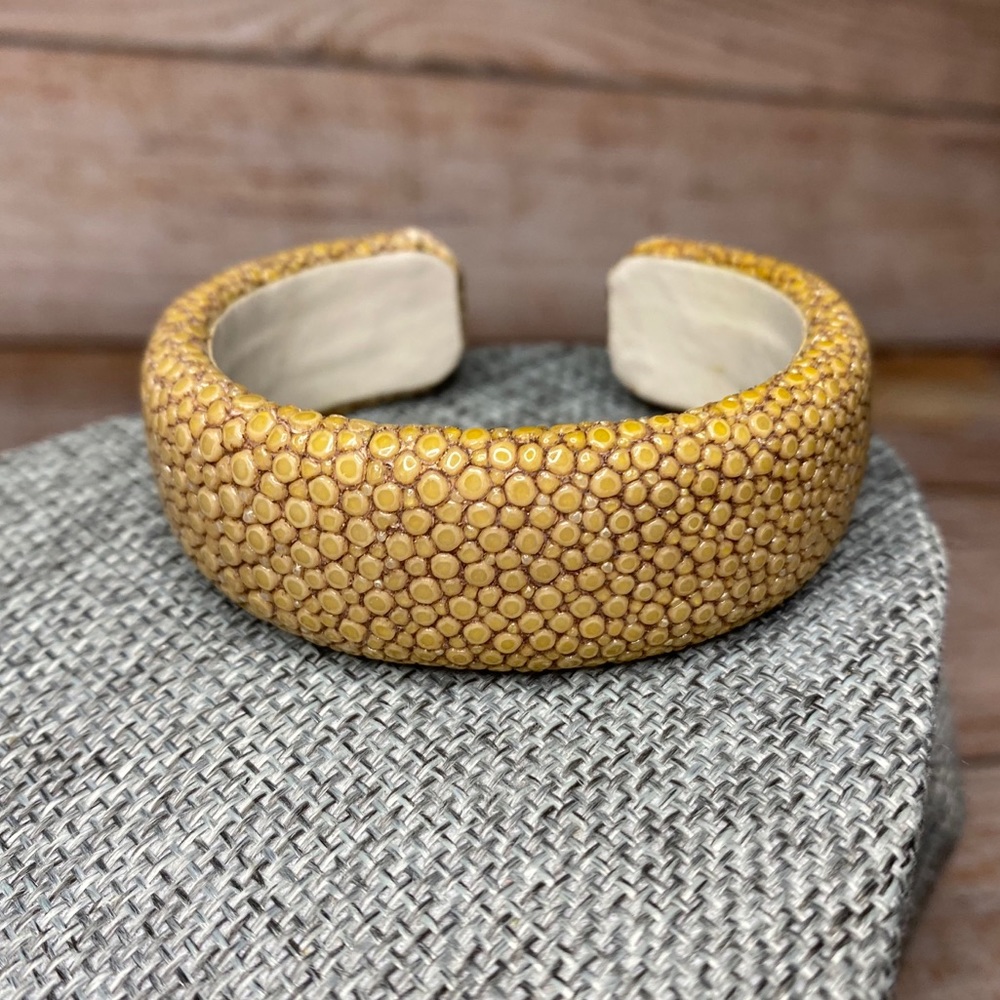 Leighelena Tan Stingray Leather Cuff Bracelet